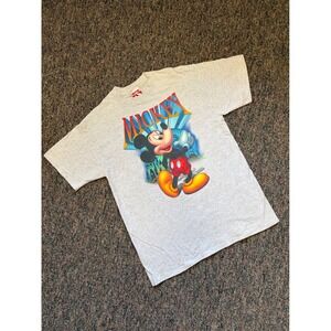 Vintage 90s Made in USA Mickey Inc Mickey Mouse Graphic T Shirt Gray Men's Large